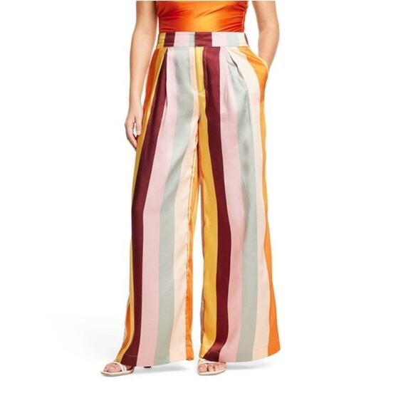 NWT Fe Noel x Target High Rise Wide Leg vertical multi stripe pants sz S